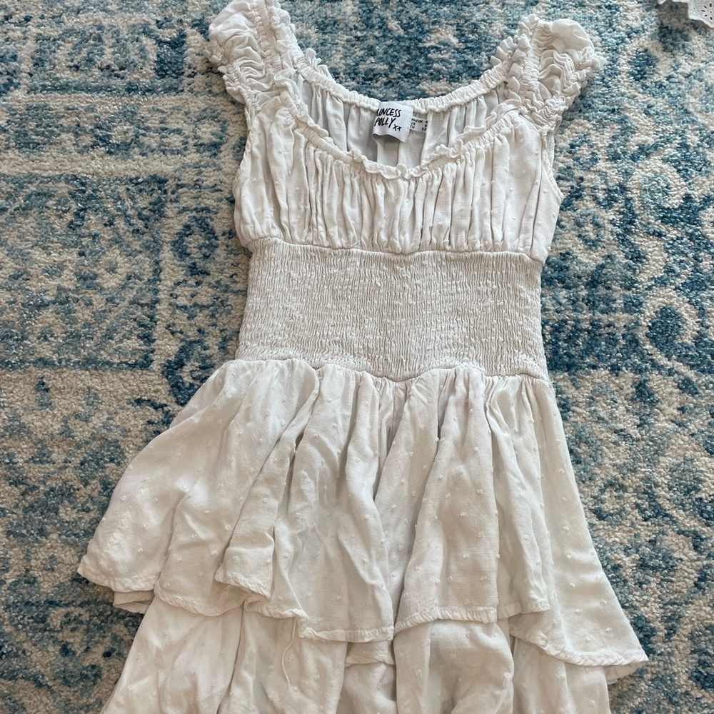 Princess Polly white ruffle romper size 0